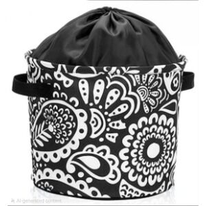 Thirty-One Retired Cinch-Top Bin Black Playful Parade Storage NIP